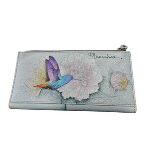 Anuschka Multicolor Hummingbird Floral 2 Fold RFID Wallet